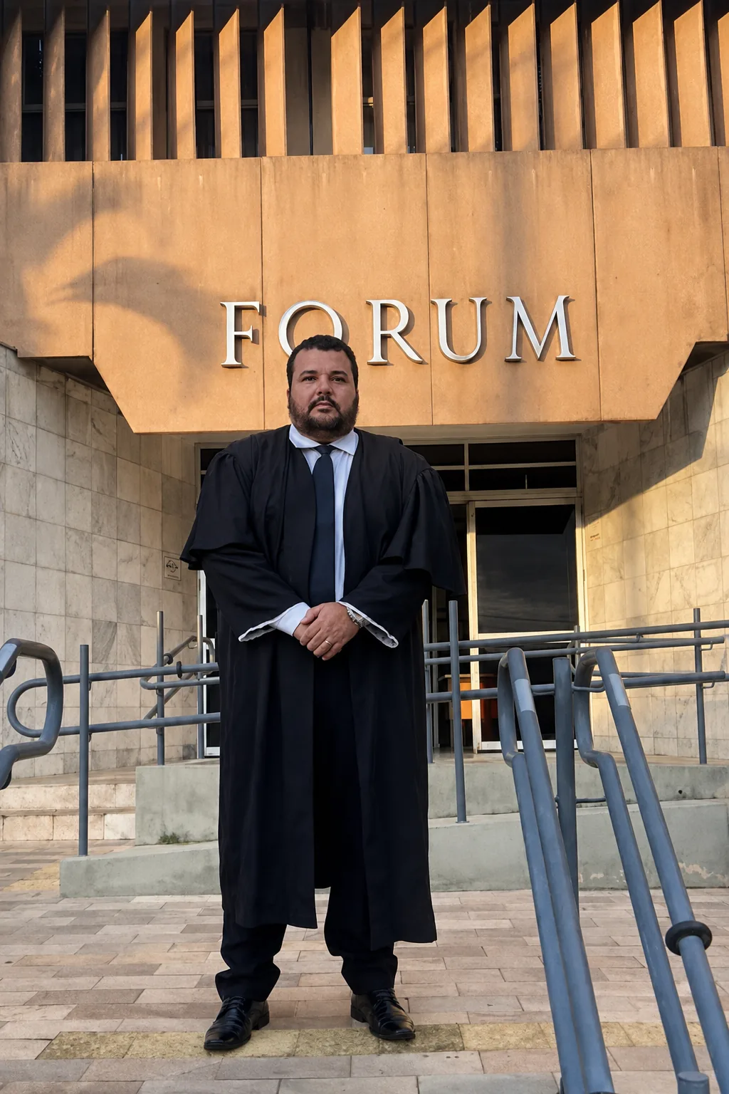 Isaque Mansano, advogado criminalista, em frente ao Fórum de Marília